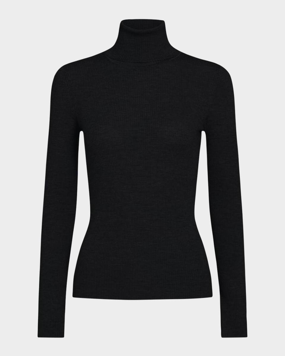Rib-Knit Wool Turtleneck Sweater